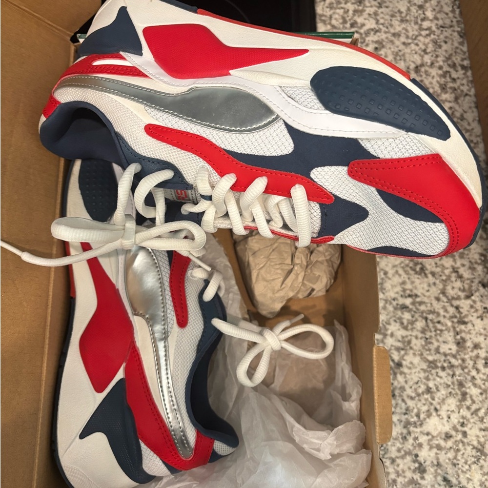 Puma Kids Red Navy White Silver Sneakers